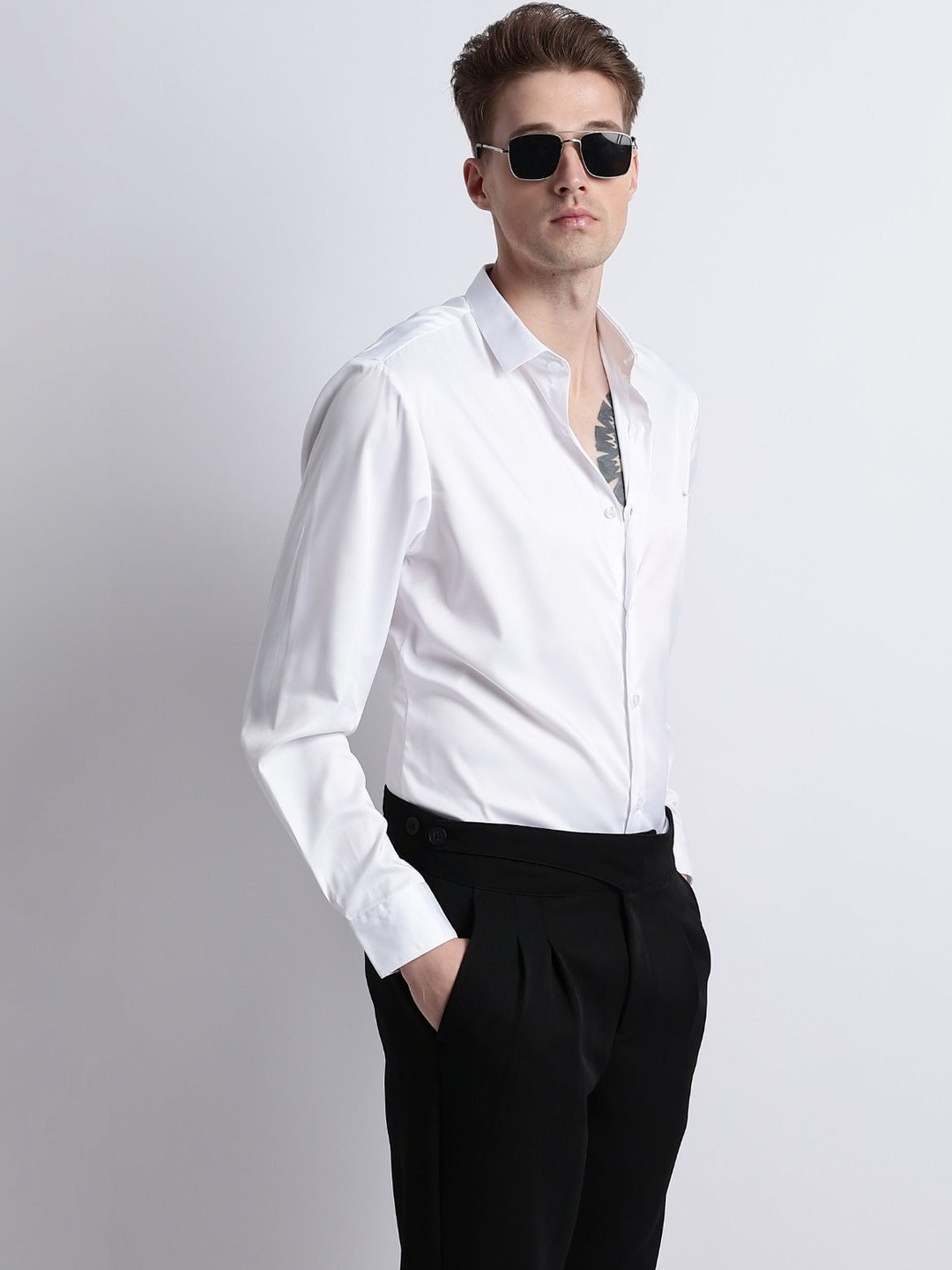 Blu MNKY Men Classic Slim Fit Party Shirt