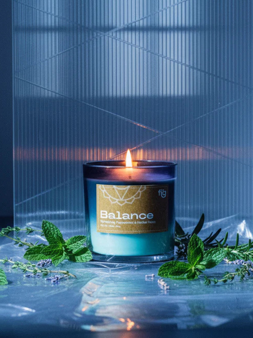 FIG Balance Peppermint Scented 1 Wick Solid Geometric Regular Jar Candles