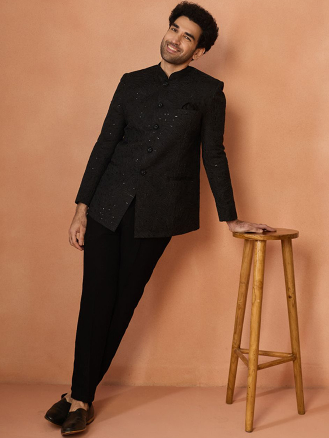 KISAH Men Black Ethnic Motifs Jodhpuri Bandhgala