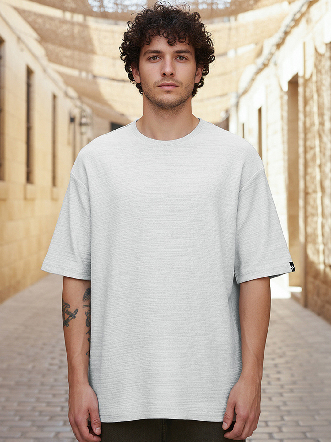 Bewakoof AIR Men Vapour Blue Oversized T-shirt