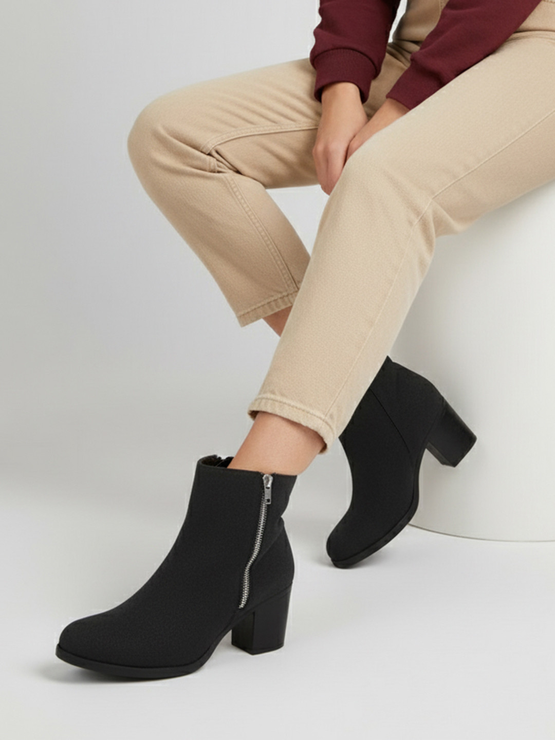 The Roadster Life Co. Women Textured Block Heel Boots