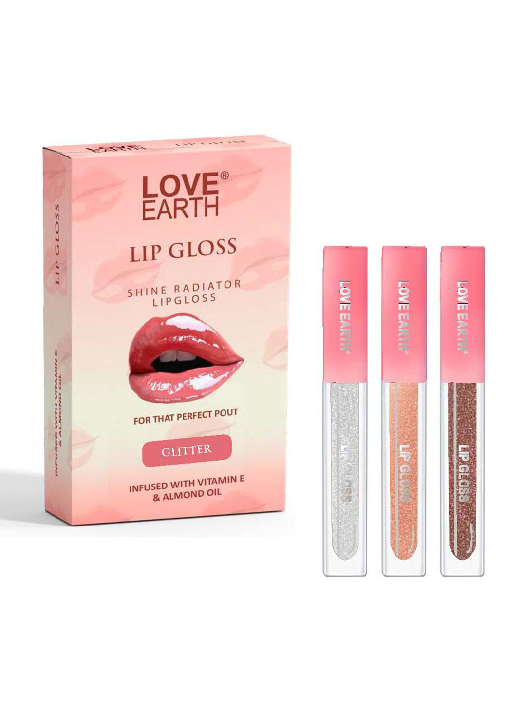LOVE EARTH Set Of 3 Liquid Lip Gloss Enriched- 2 ml Each - Glitter