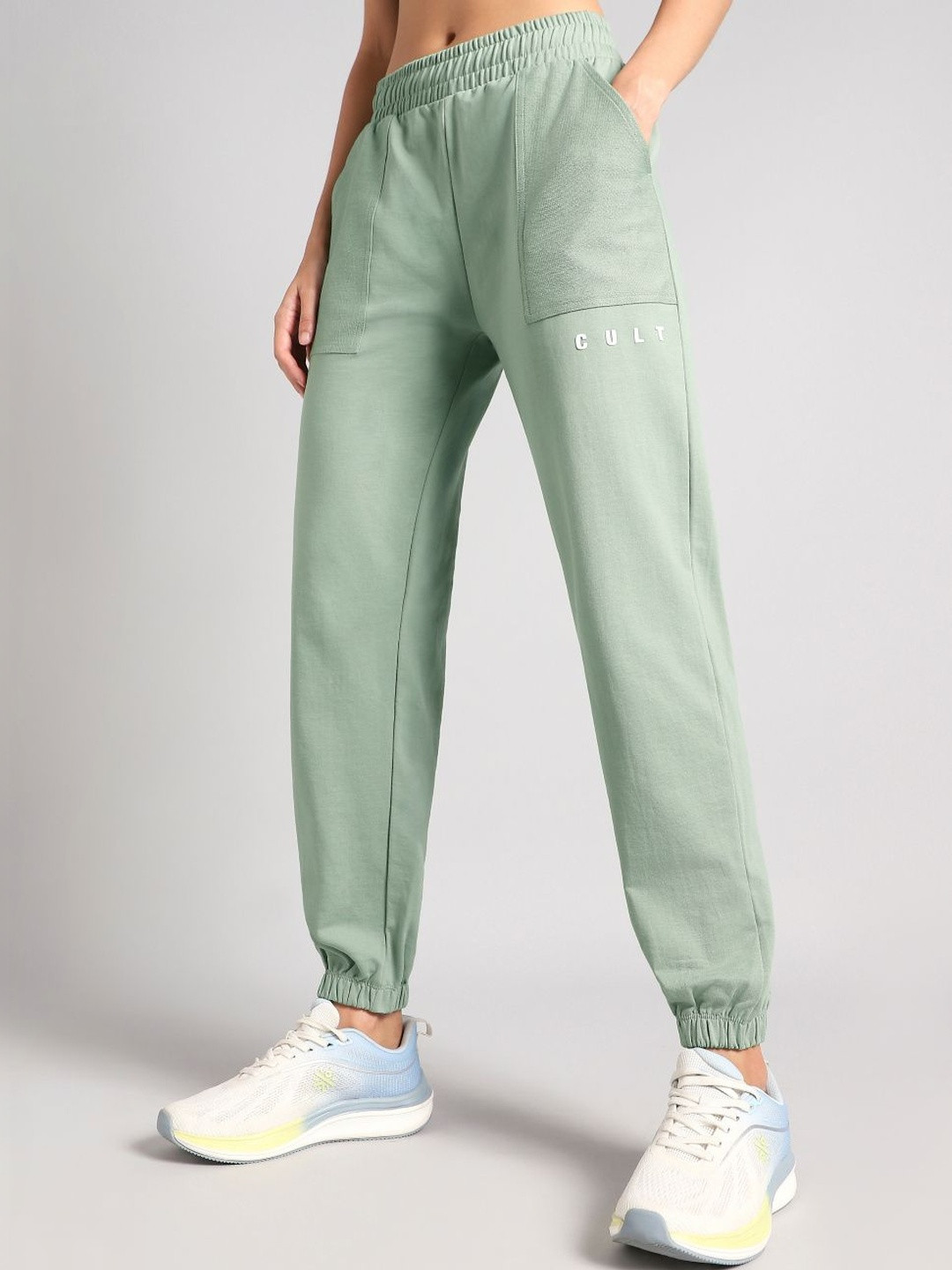 CULT Women Olive Play On Reverse Pocket Joggers