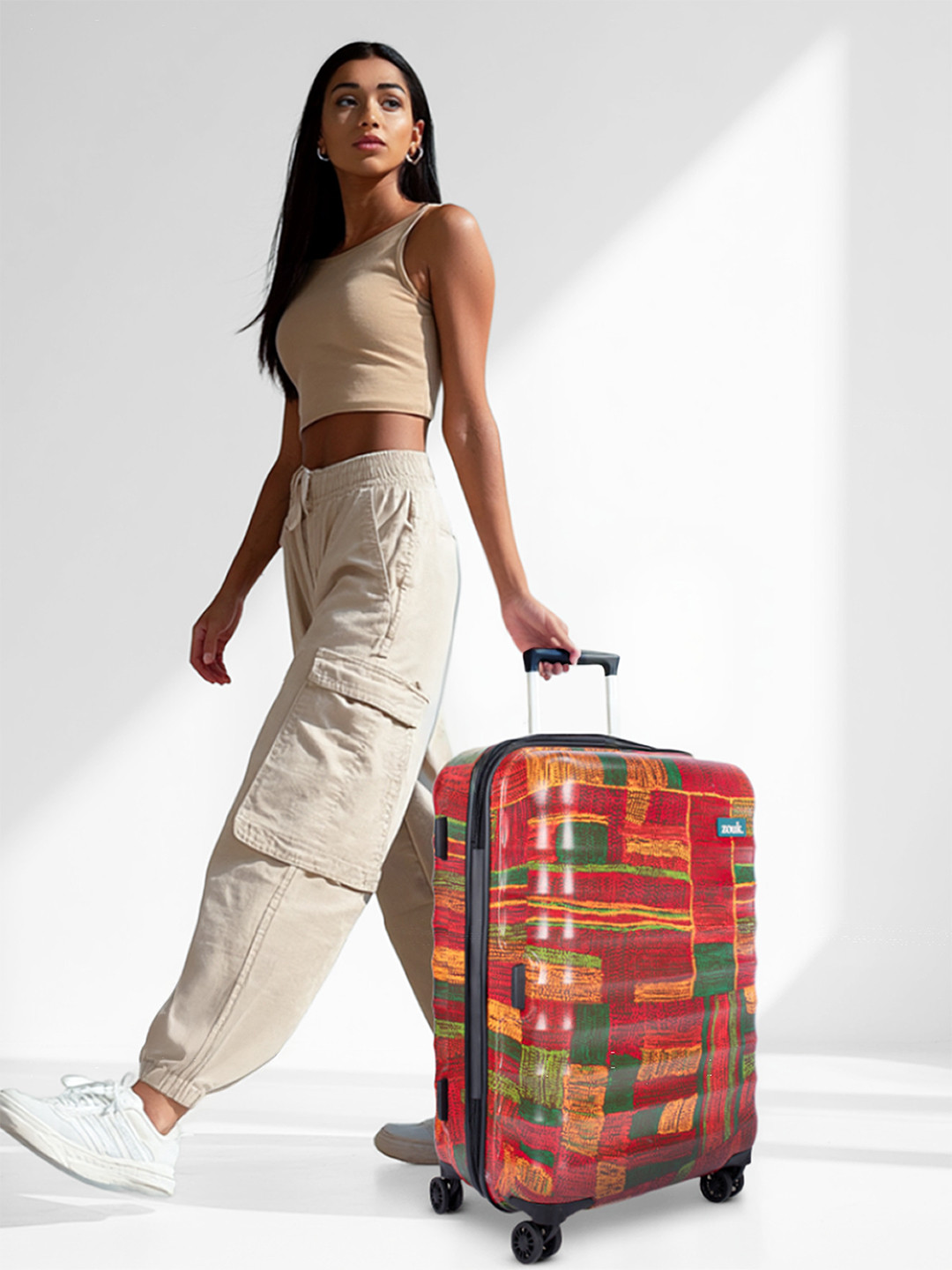 ZOUK Indus Lattice Red Amorah Trolley Bag Cabin