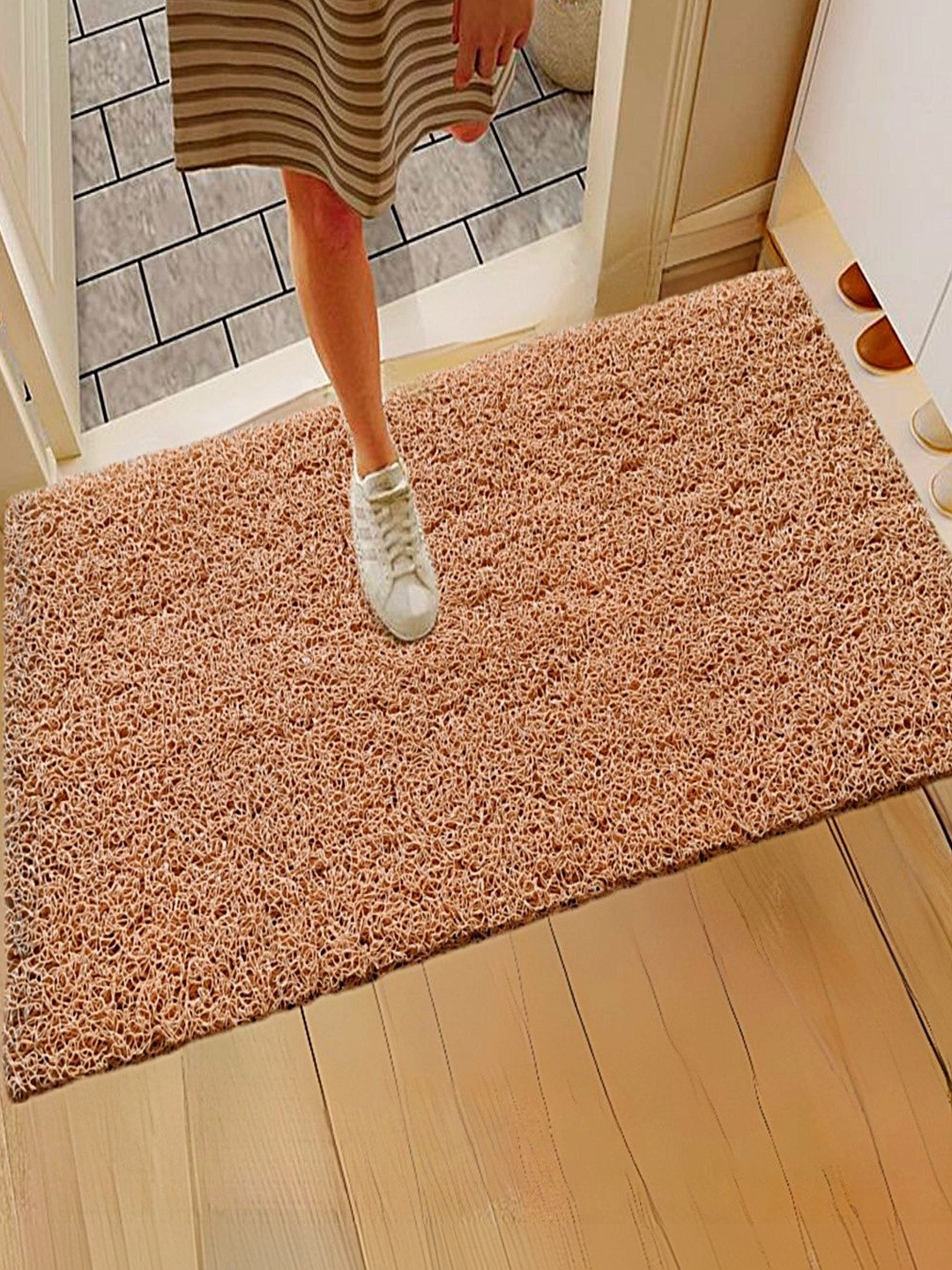 vstucart Beige Textured Anti-Skid Waterproof Doormat