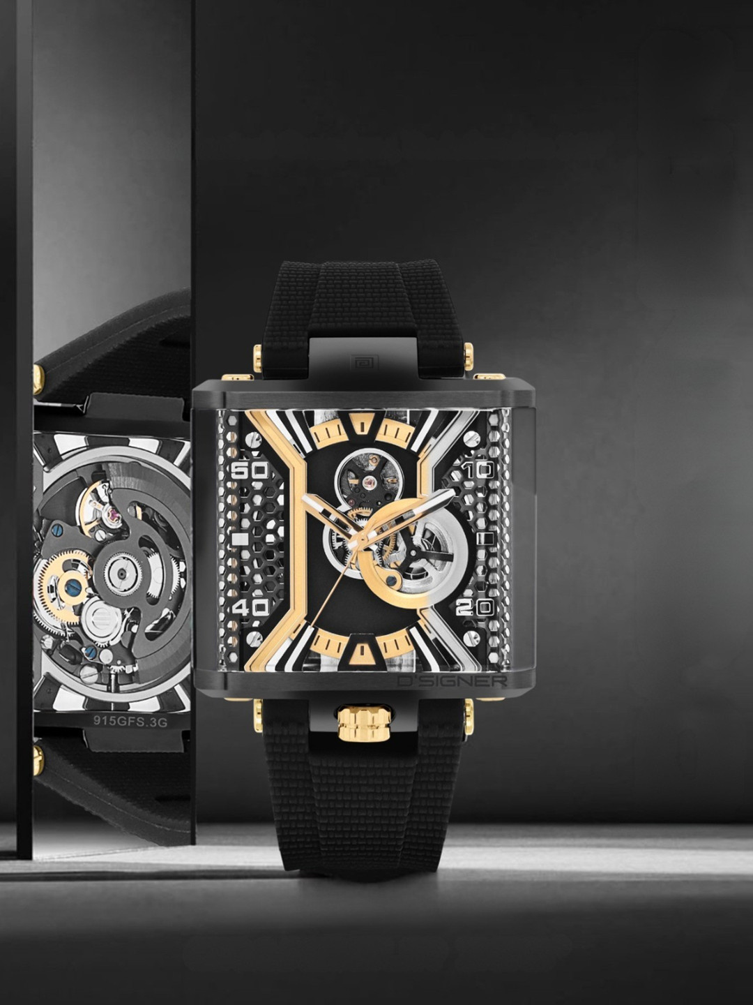 D'SIGNER Men Skeleton Dial & Straps Automatic Watch-915GFS.3G