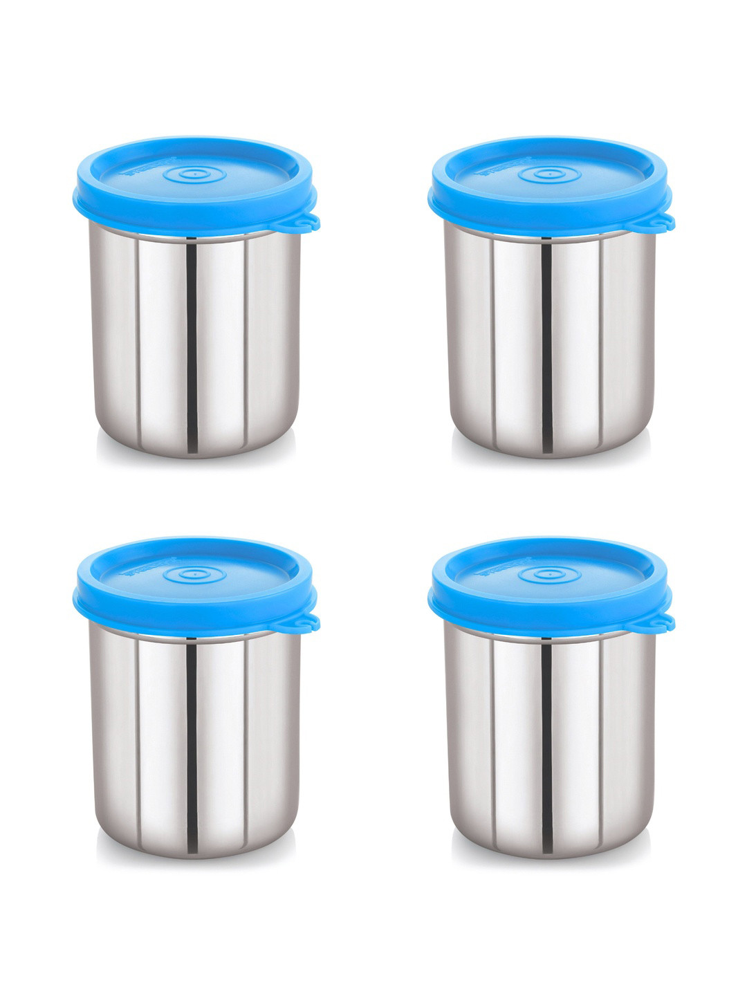 STEELLOCK Silver-Toned & Blue Stainless Steel Leak-Proof 4 Pieces Lunch Boxes 300 ml