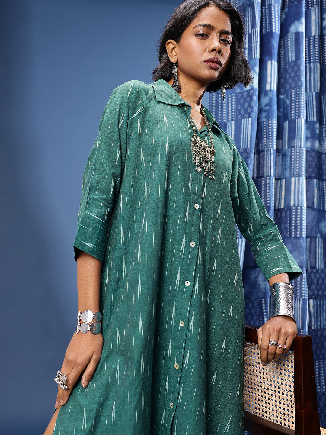 Taavi Ikat Woven Design Midi Dress