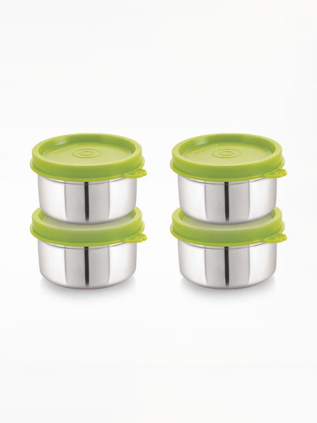 STEELLOCK Green & Silver-Toned 4 Pieces Stainless Steel Airtight Lunch Boxs-7 Inch each