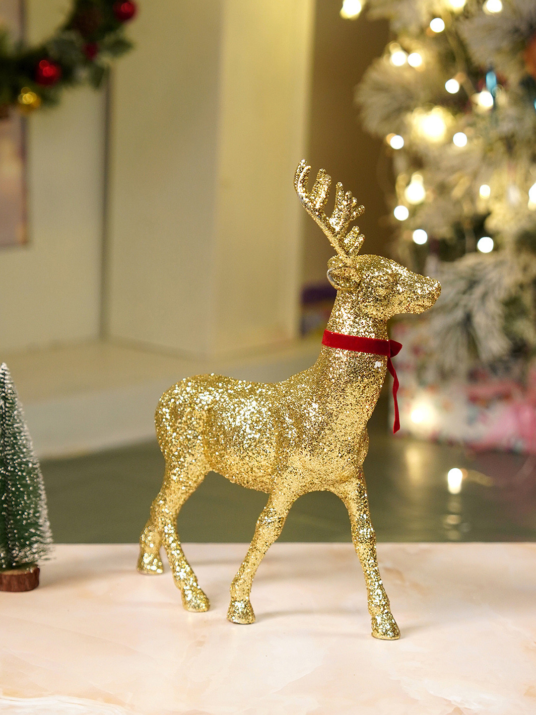 Little Surprise Box LLP 15 inches Gold Shimmer Reindeer Christmas Dcor and Decoration