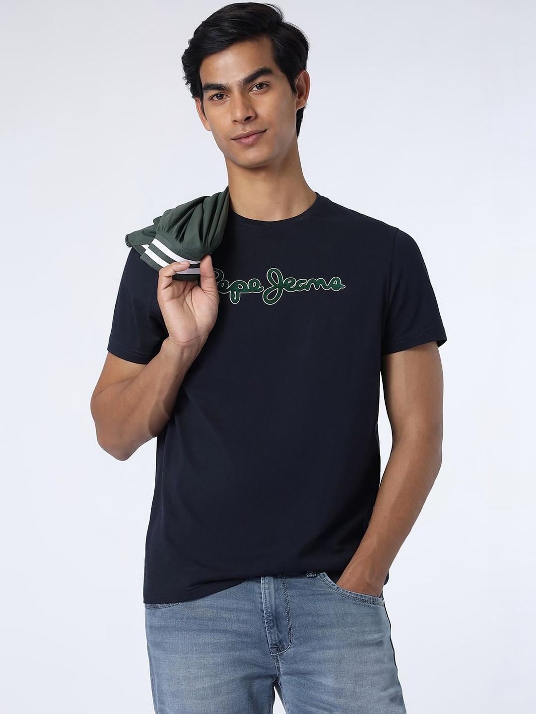 Pepe Jeans Men Typography Printed Pure Cotton Slim Fit T-shirt