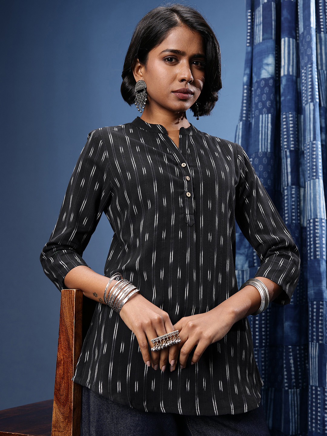 Taavi Ikat Woven Design Kurti
