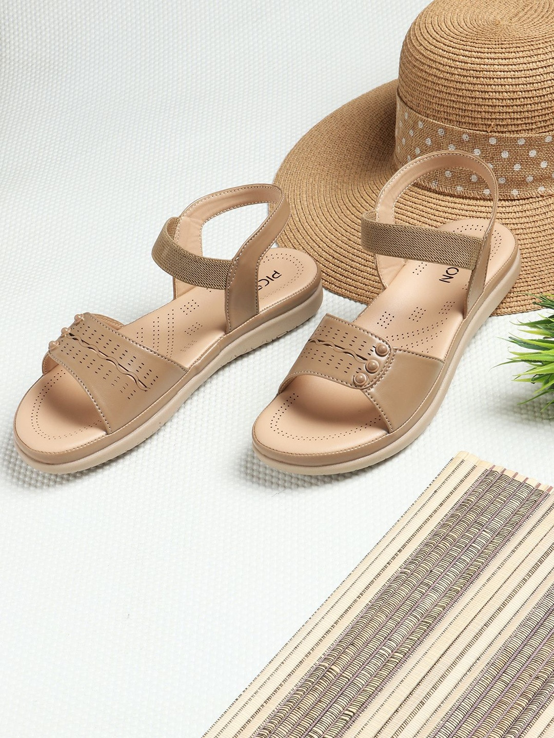 PICSON Women Embellished Open Toe Flats