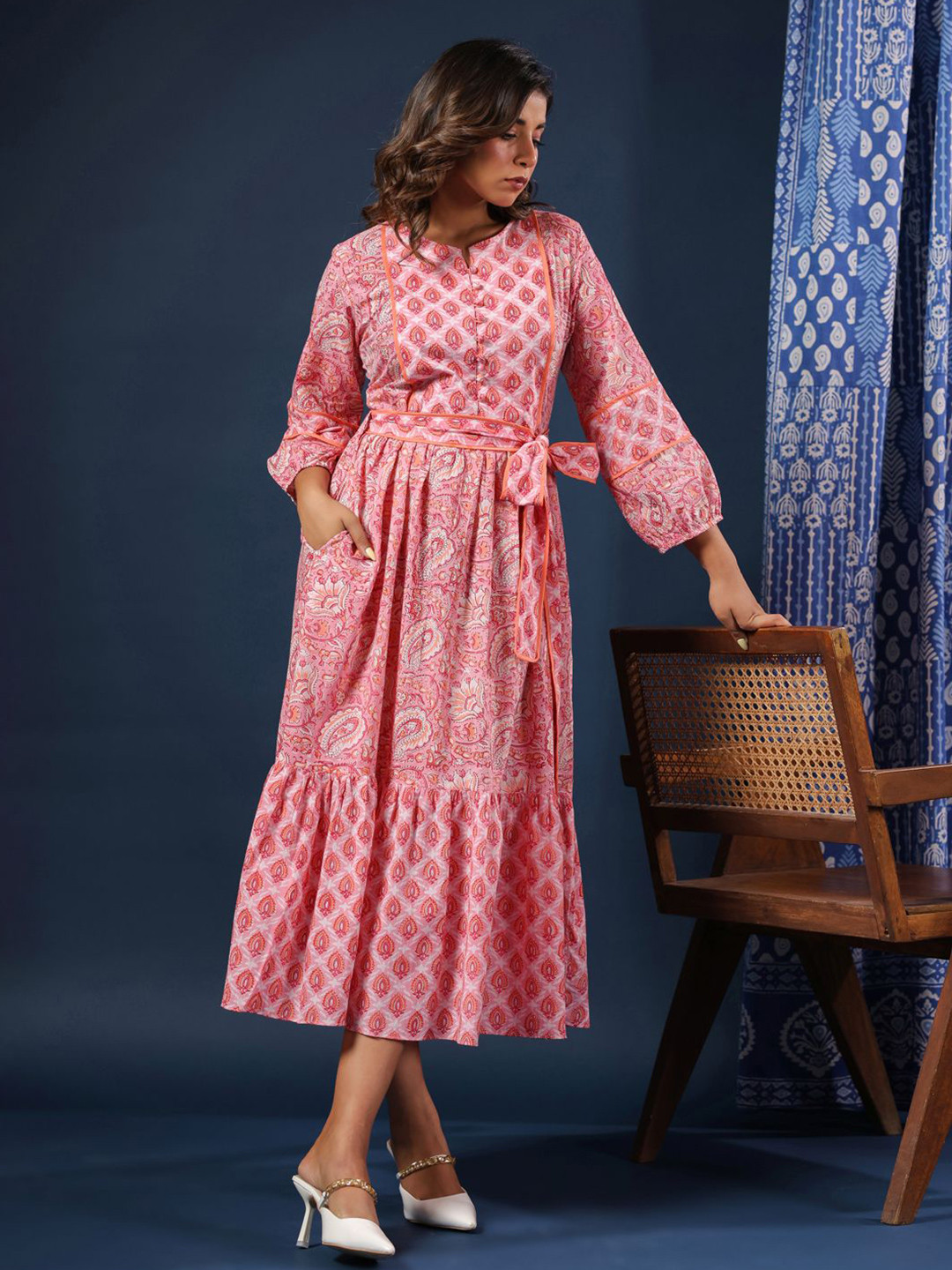 Taavi Women Ethnic Motifs Printed Pure Cotton Dress