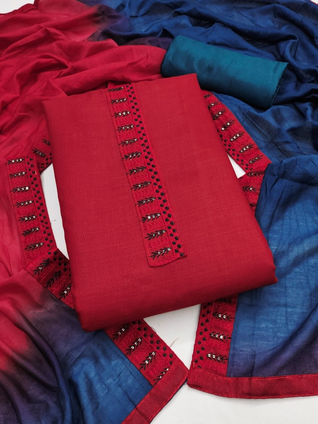 Nayanthara Trends Embroidered Pure Cotton Unstitched Dress Material