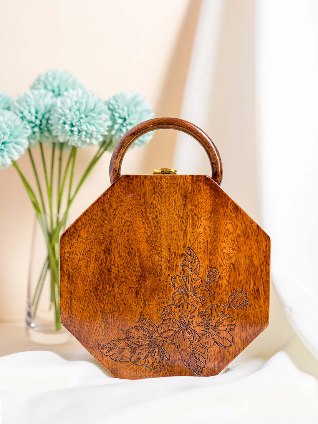 TASH BAGS Women Floral Textured Half Moon Handheld Bag