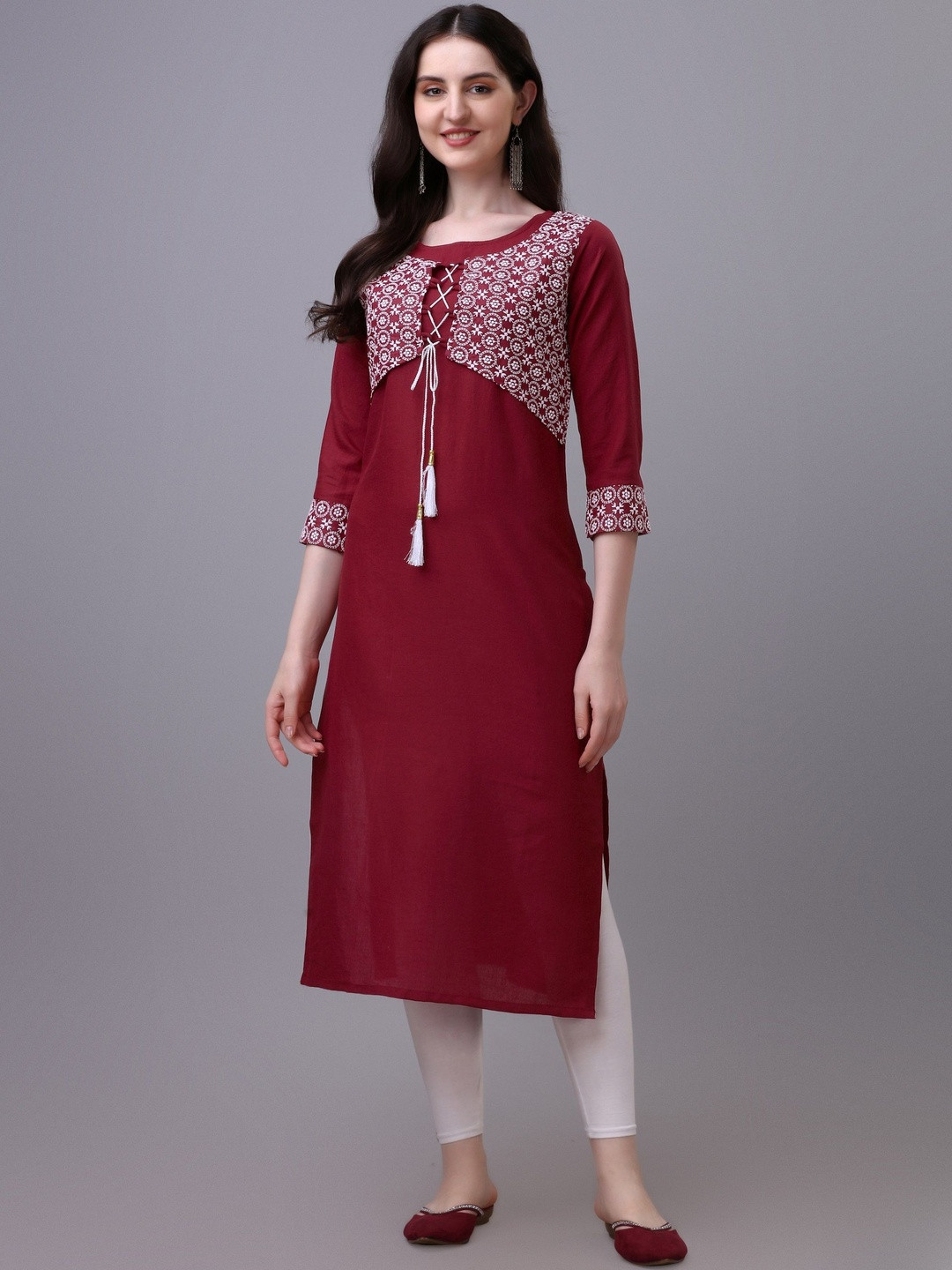 Milastru Ethnic Motifs Embroidered Thread Work Thread Work Kurti