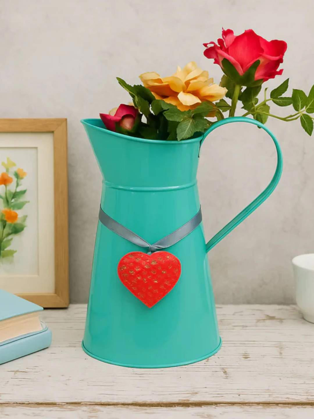 Living With Elan Sea Green Colored Metal Vase