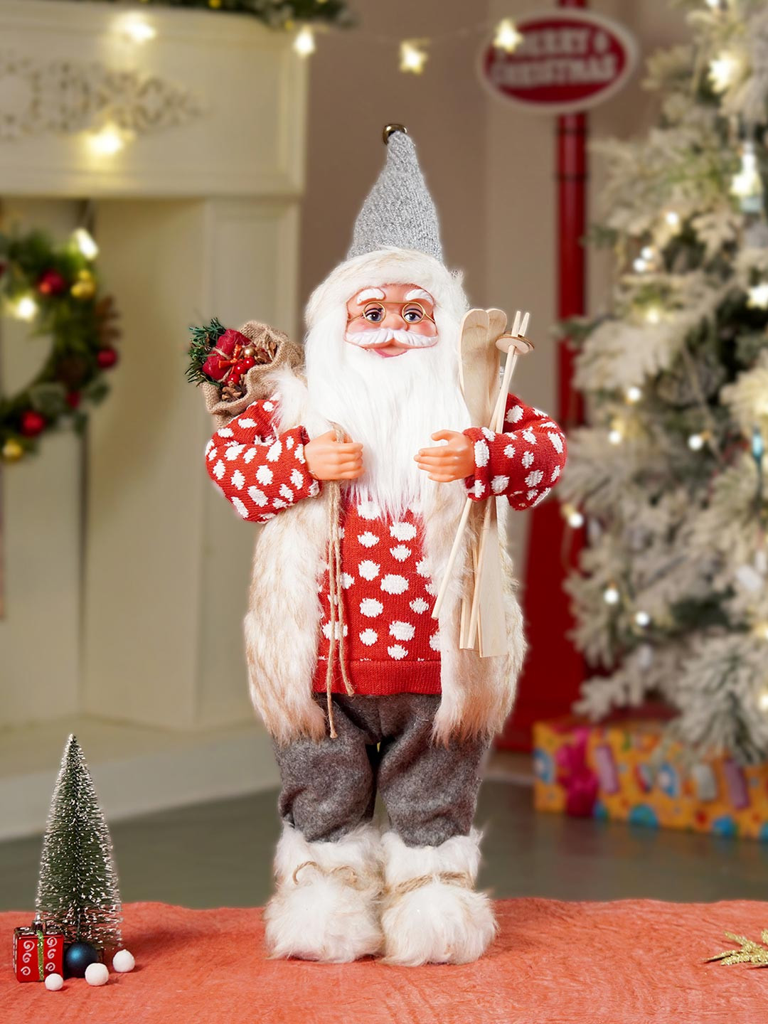 Little Surprise Unisex Box LLP Red & White Polka Dot Cardigan Santa