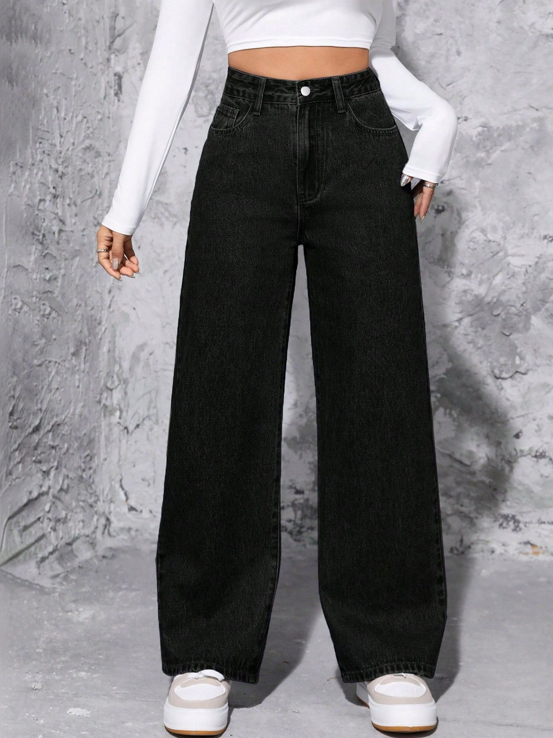 Glossia Women Comfort Straight Fit High-Rise Acid Wash Stretchable Jeans