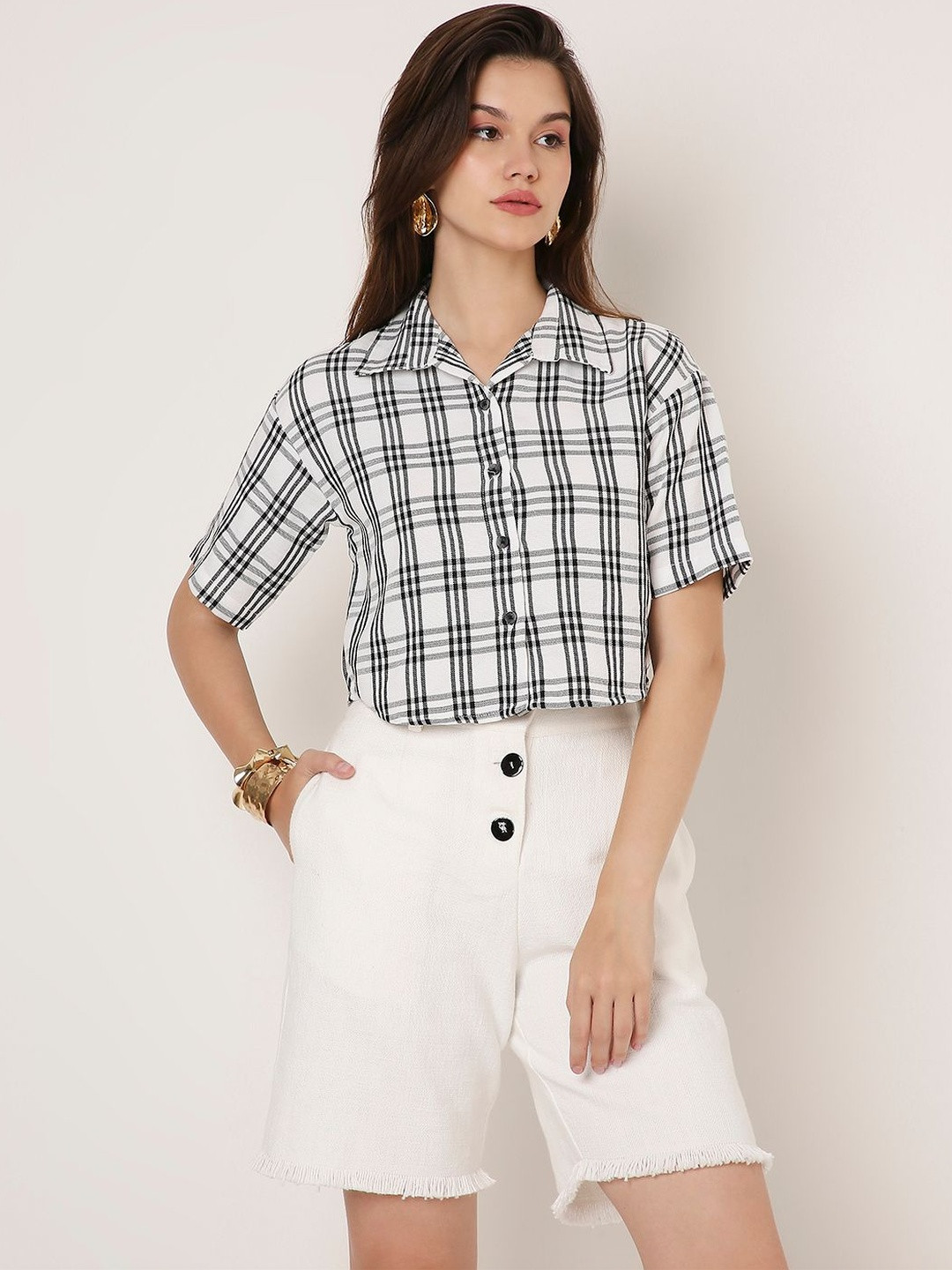 Blnk Checked Crop Top