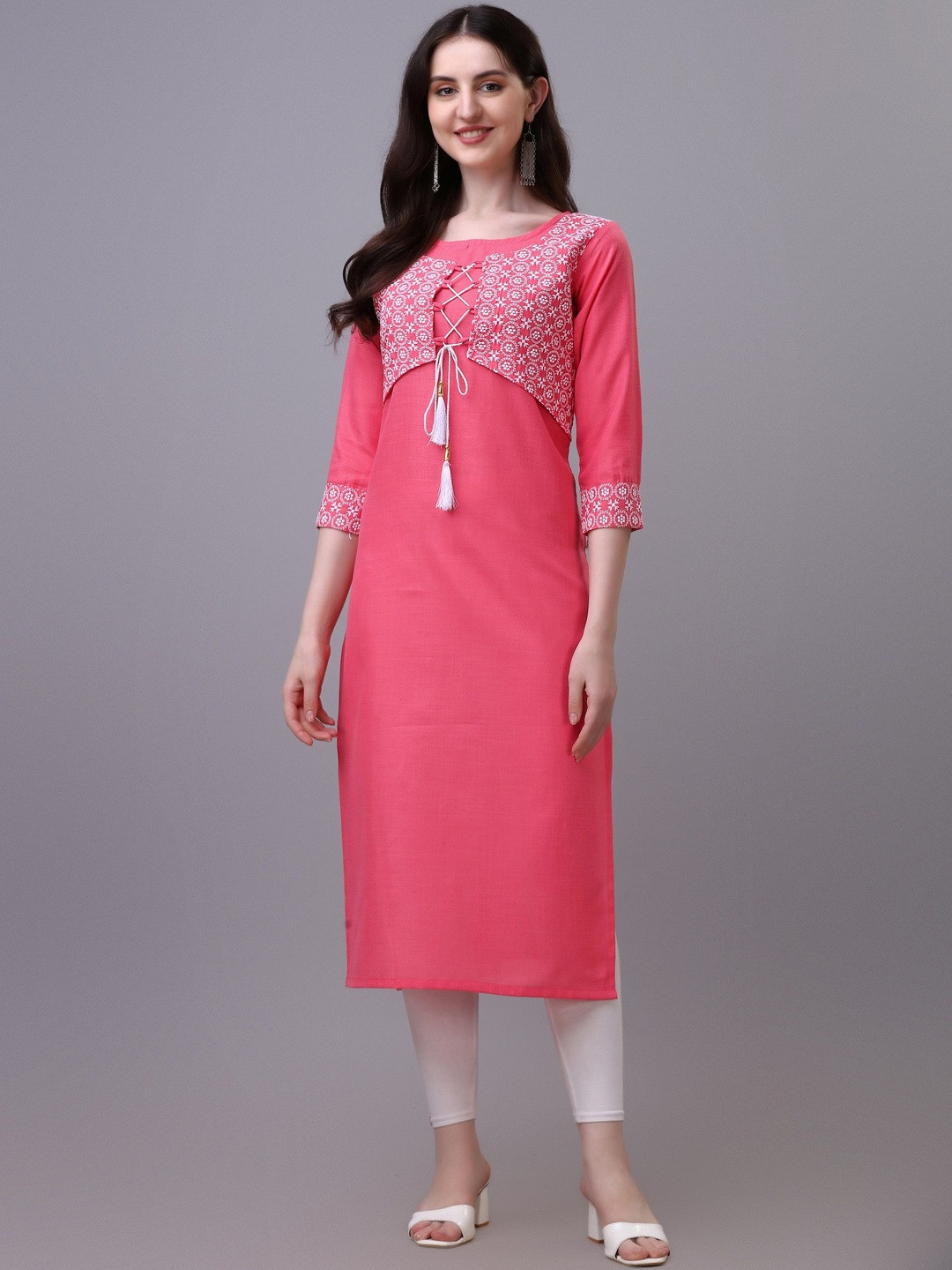 Milastru Geometric Printed Chikankari Chikankari Kurti