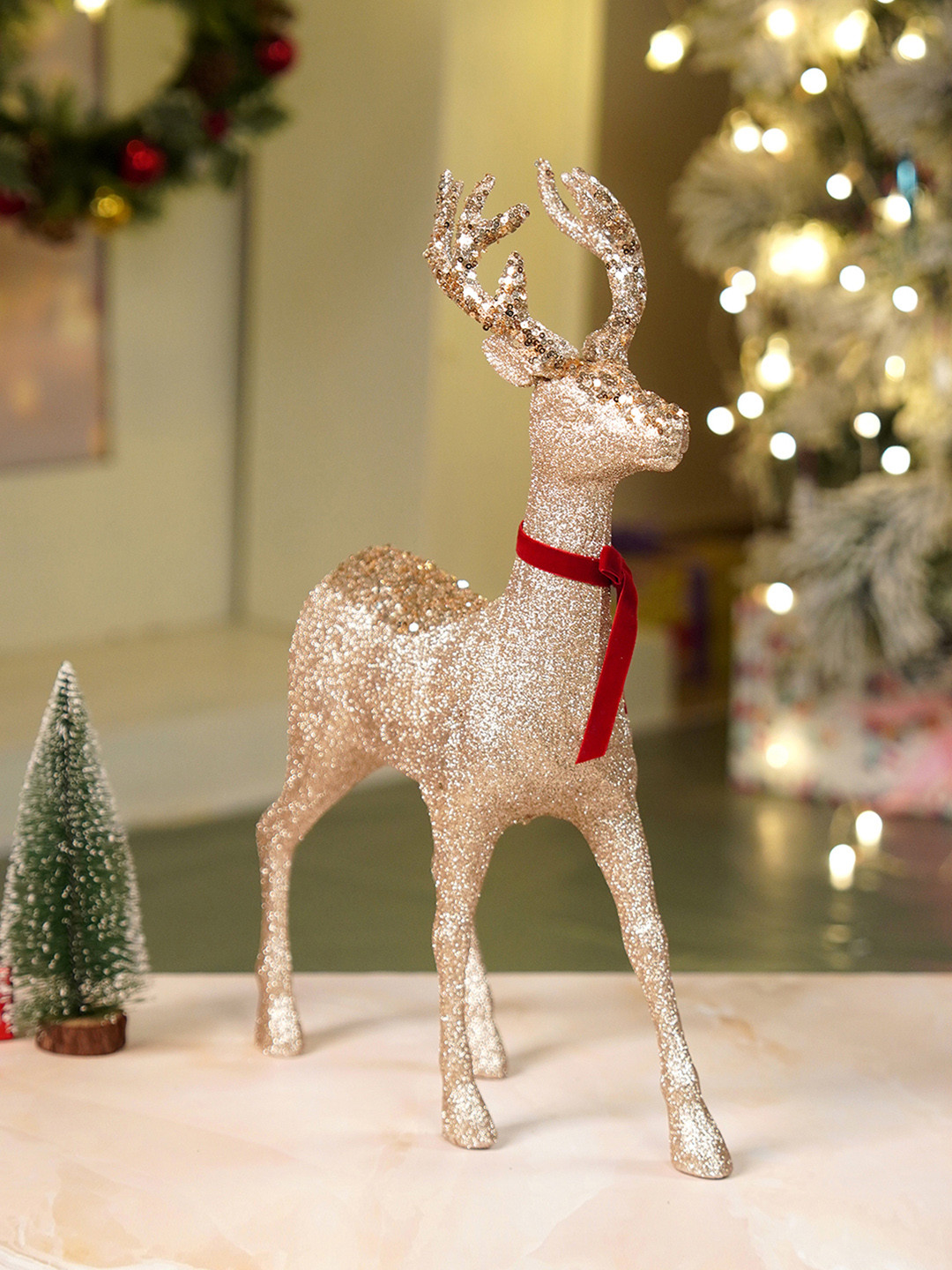 Little Surprise Box LLP Big Bronze Sequence Reindeer Christmas Dcore & Decoration