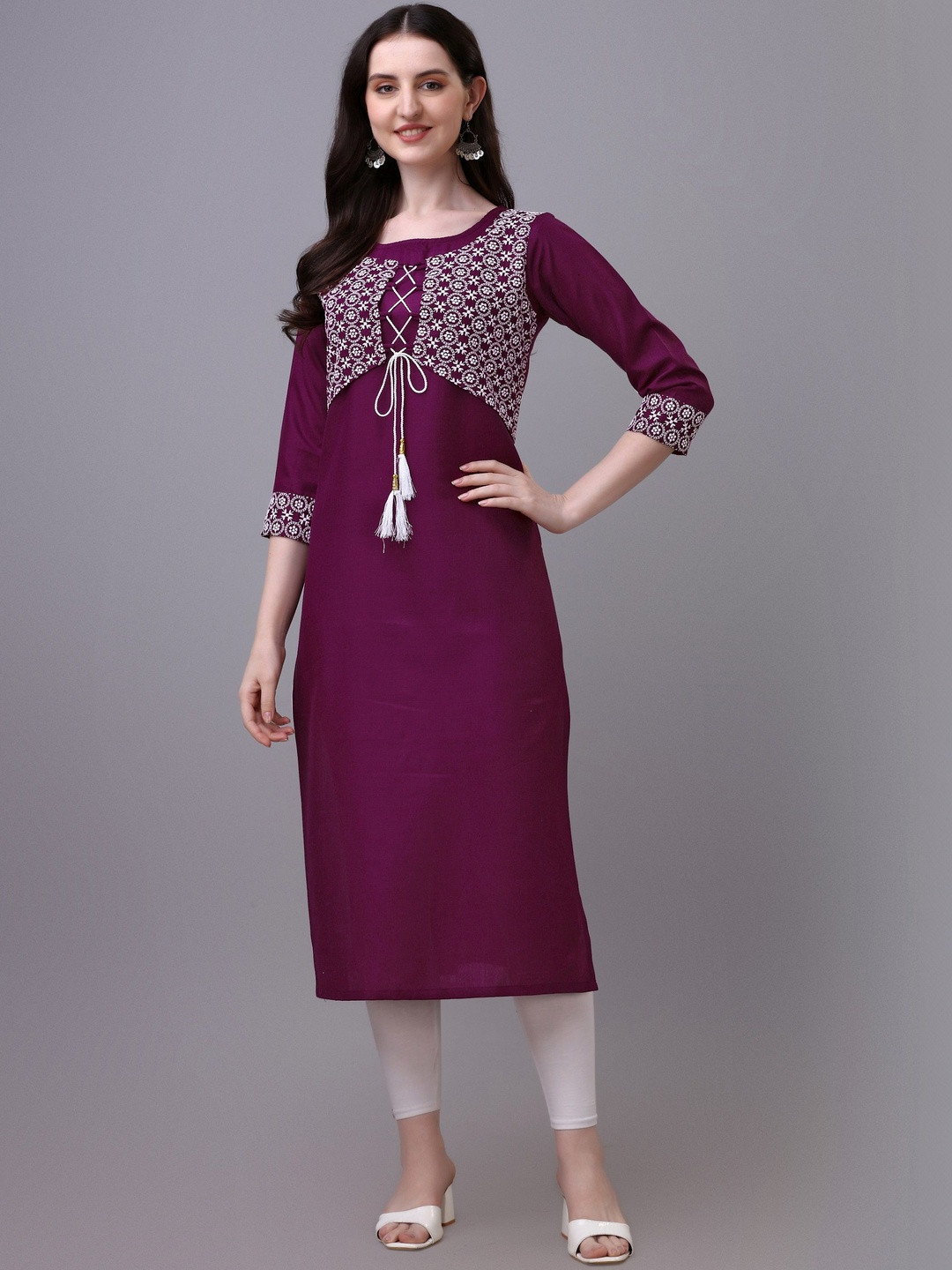 Milastru Ethnic Motifs Embroidered Thread Work Thread Work Kurti