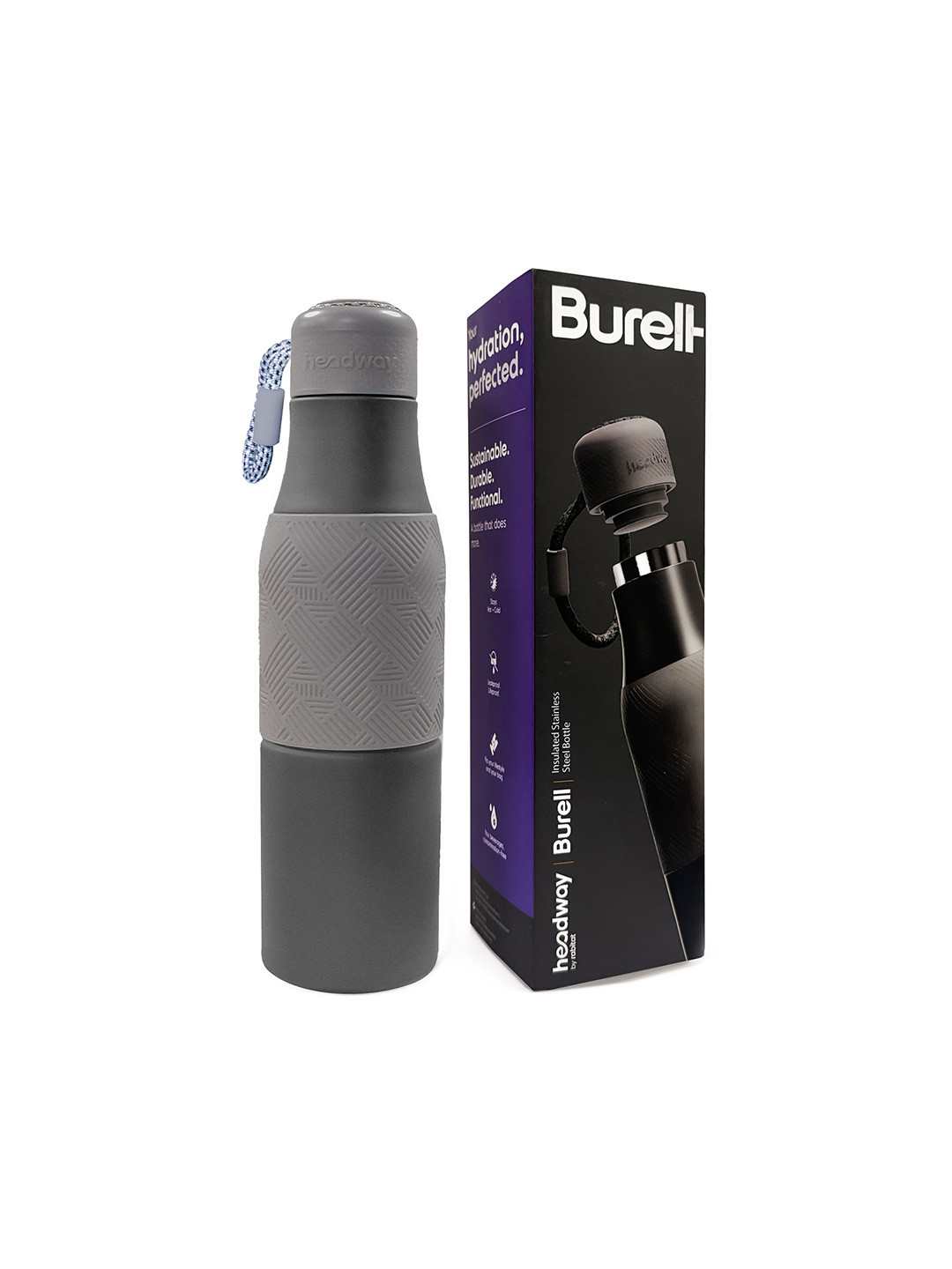 Headway Burell Grey Solid Stainless Steel Double Wall Vacuum Flask - 750ml