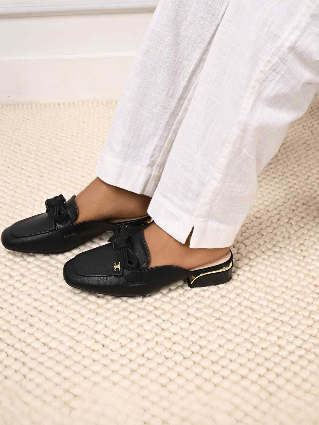 San Marino by Shoe Bank Block Mules with Bows