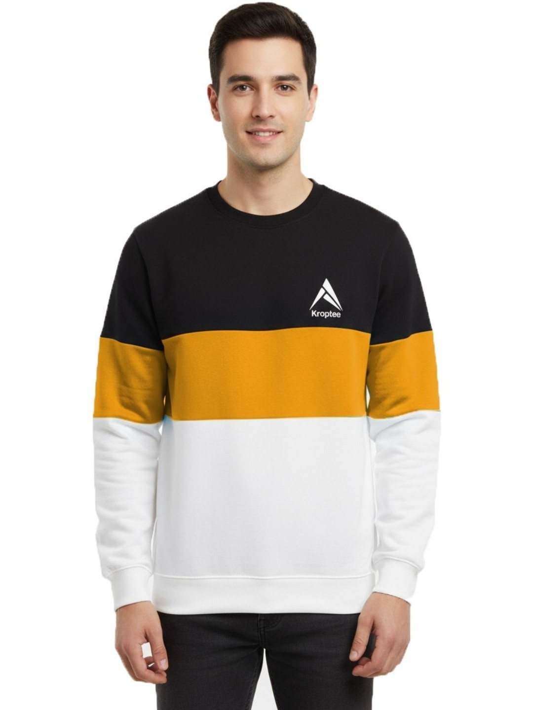 Kroptee Men's Colourblocked Round Neck T-shirt