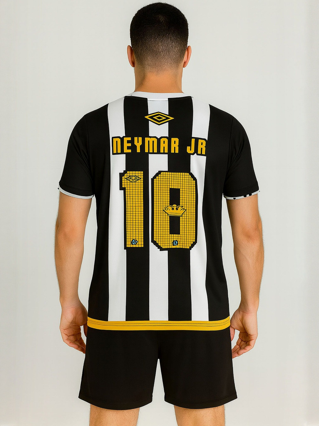 dostitch Men Santos FC Away Kit Neymar Jr 10 Football Sports T-Shirt