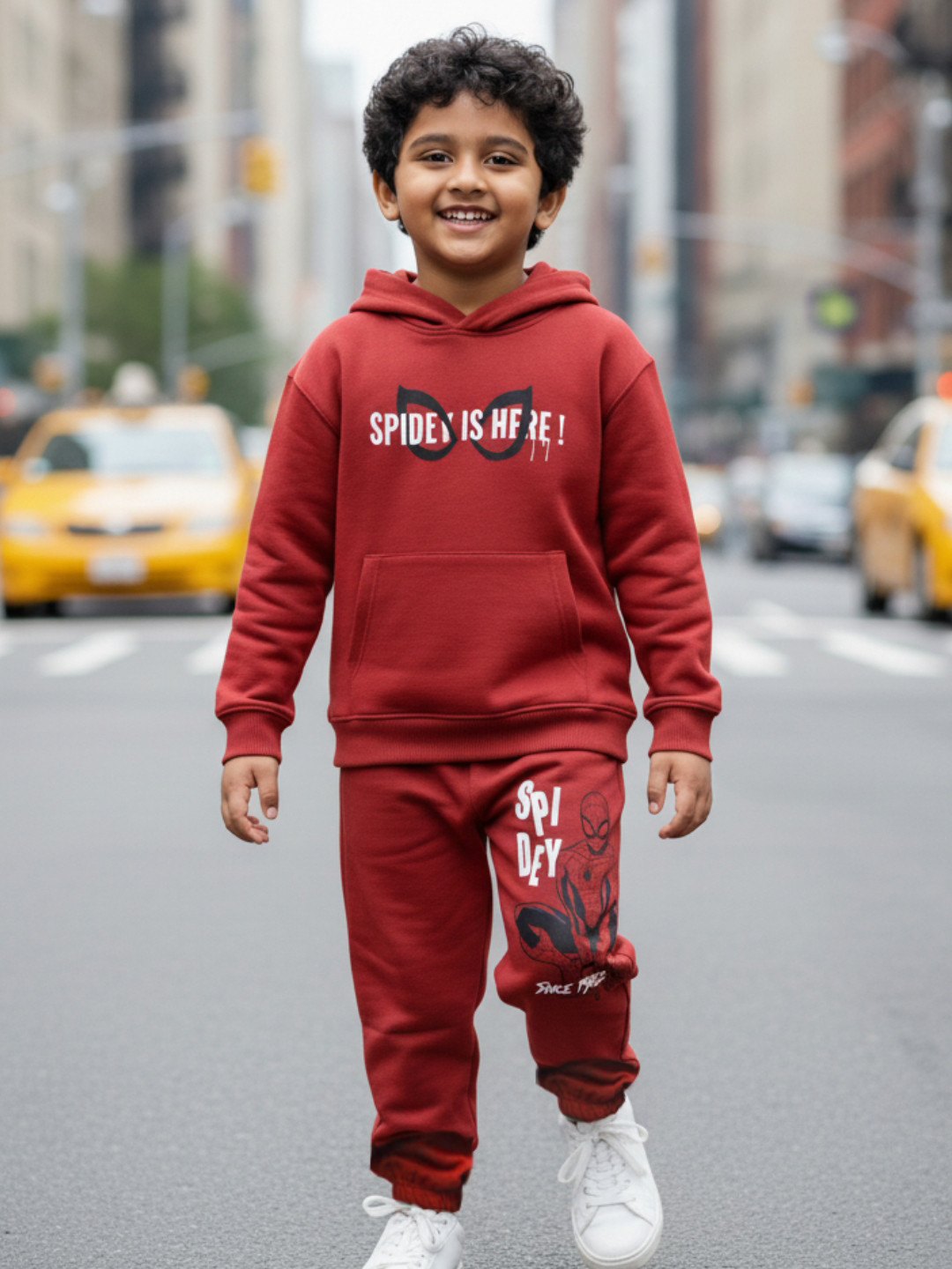 Nap Chief Kids Graphic Printed Spider-Man Hooded Sweatshirt With Joggers
