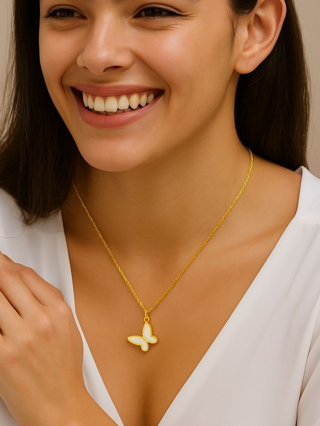 glitchez Brass Gold-Plated Feather Necklace