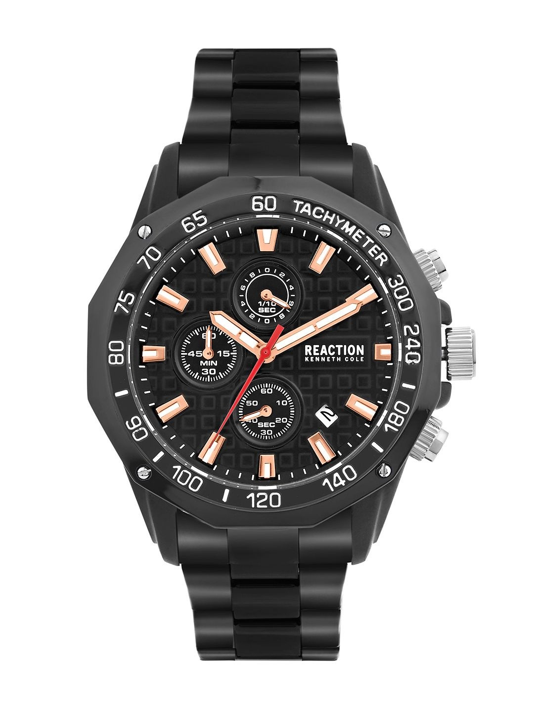 REACTION KENNETH COLE Men Dial & Stainless Steel Bracelet Style Straps Analogue Chronograph Watch
