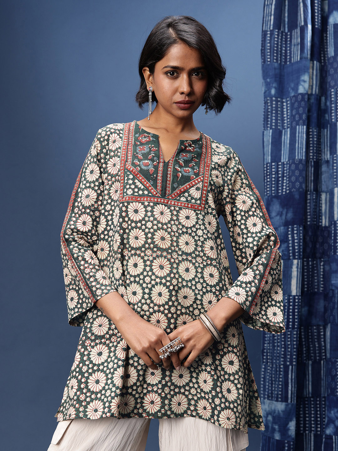 Taavi Floral Block Print Legacy Kurti