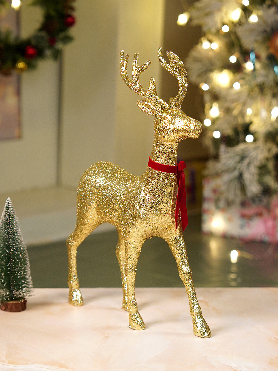 Little Surprise Box LLP 18 Inches Big Gold shimmer Reindeer Christmas Dcore & Decoration