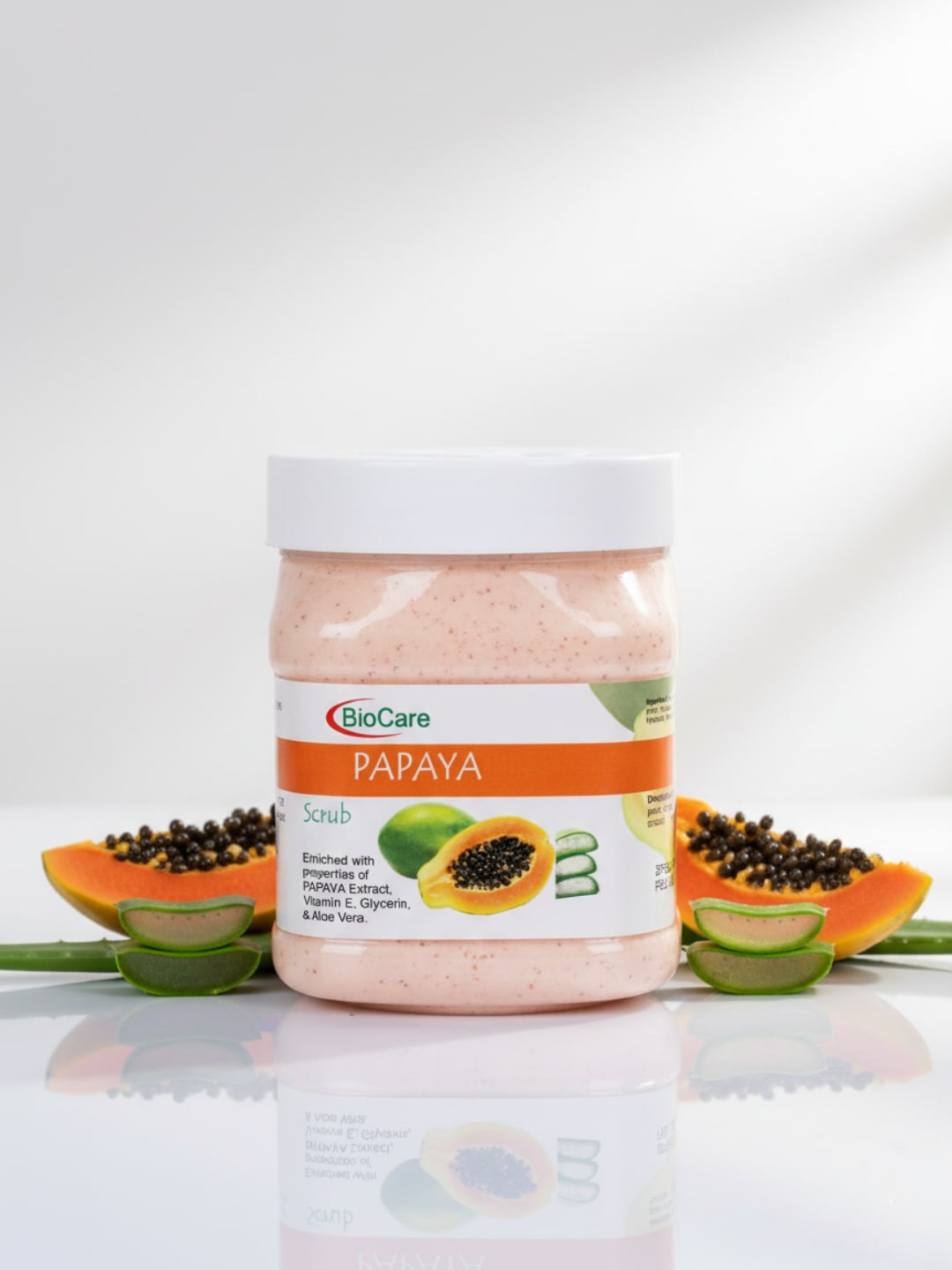 Biocare Papaya Face & Body Scrub With Aloevera For Skin Nourishing - 500 ml