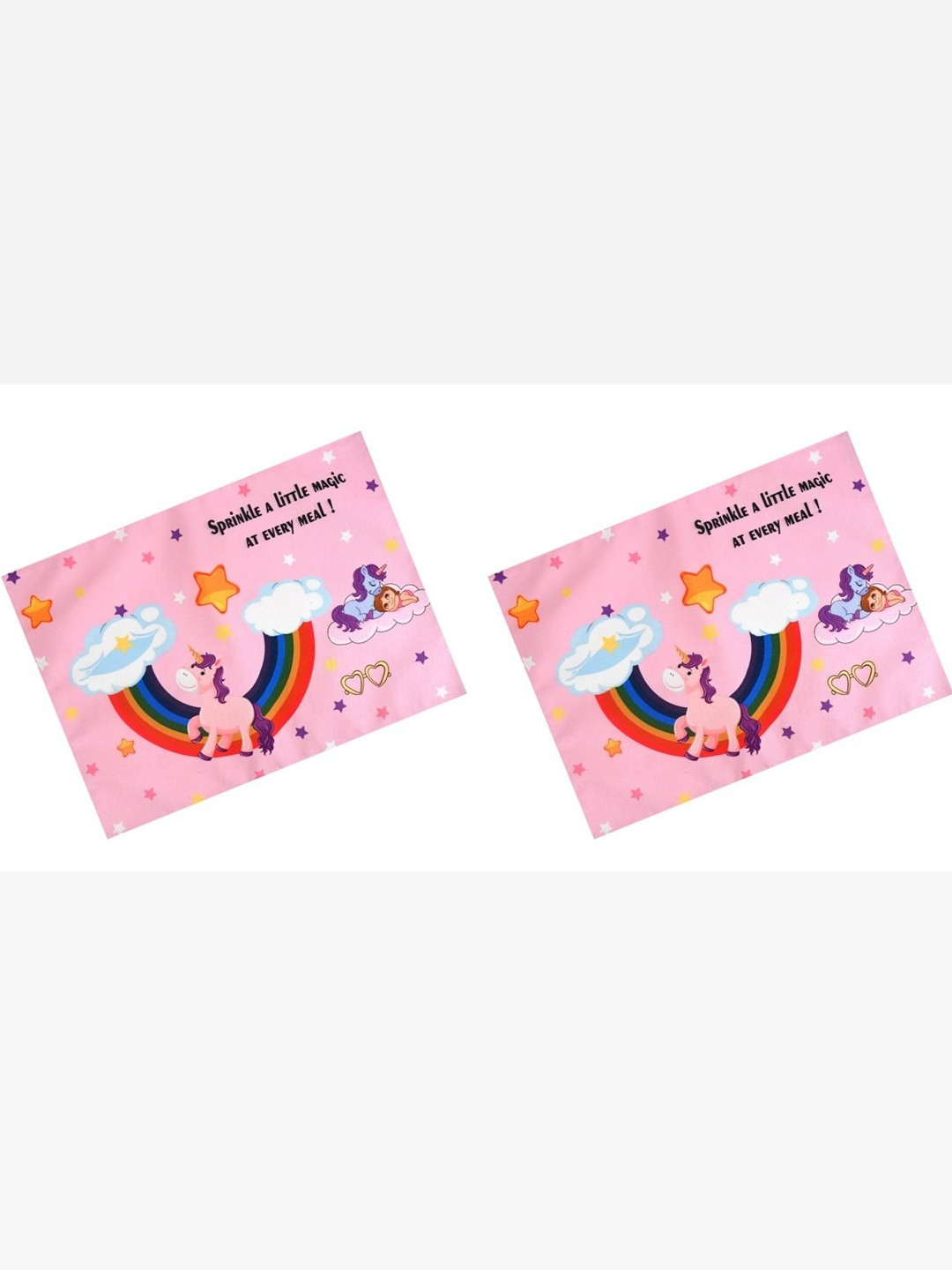 PRAKARTIK 2Pcs Pink & Blue Digital Printed Table Placemats