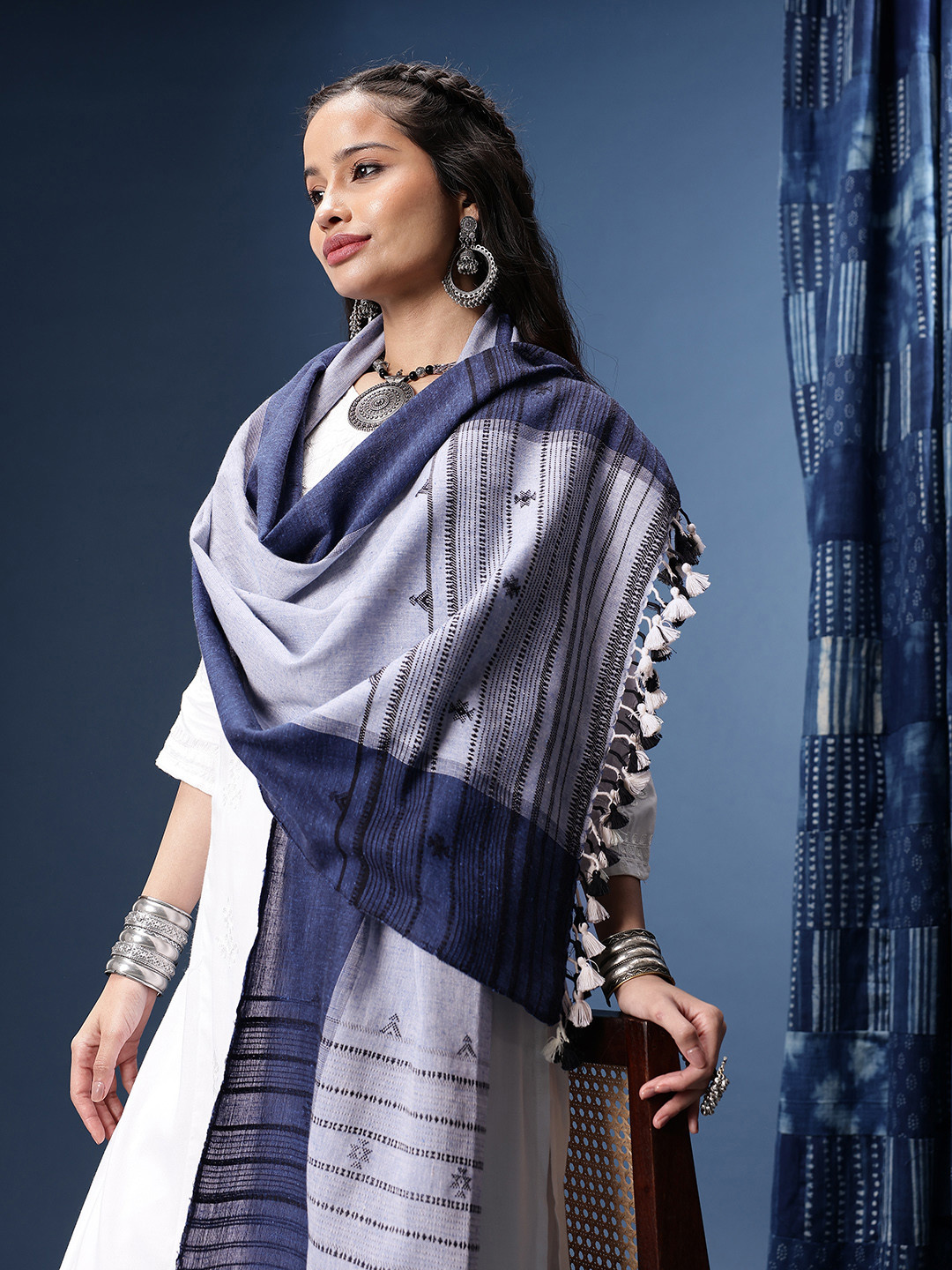 Taavi Woven Design Pure Cotton Handloom Kala Stole