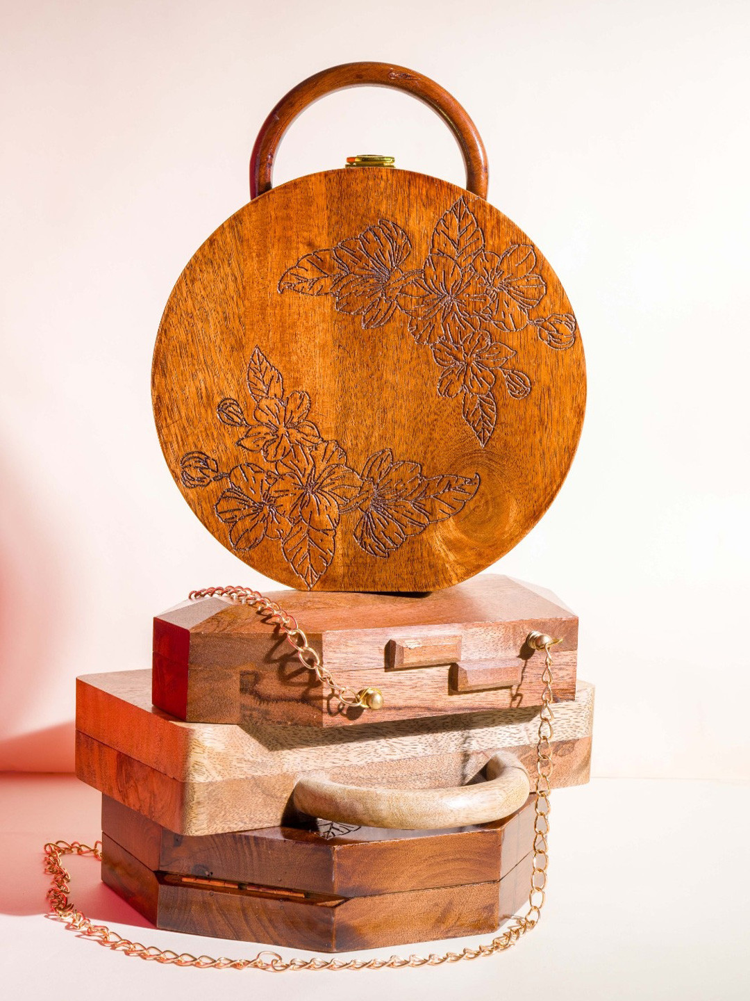 TASH BAGS Women Floral Textured Half Moon Handheld Bag