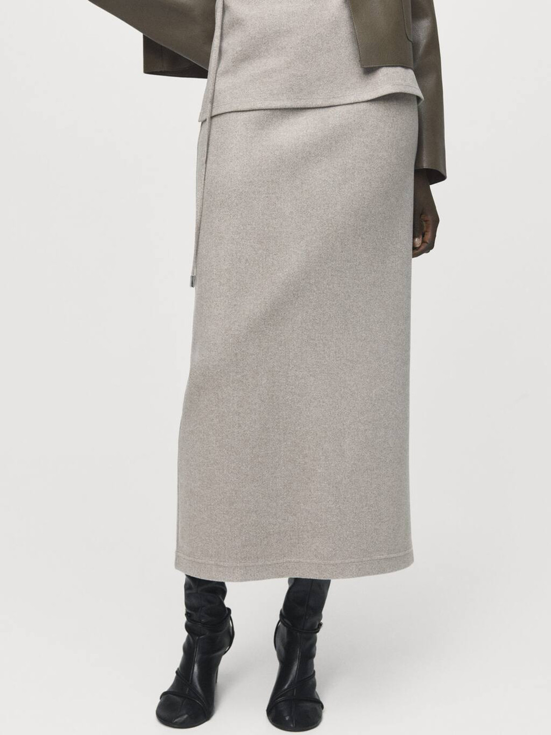 MANGO Back Slit Maxi Skirt