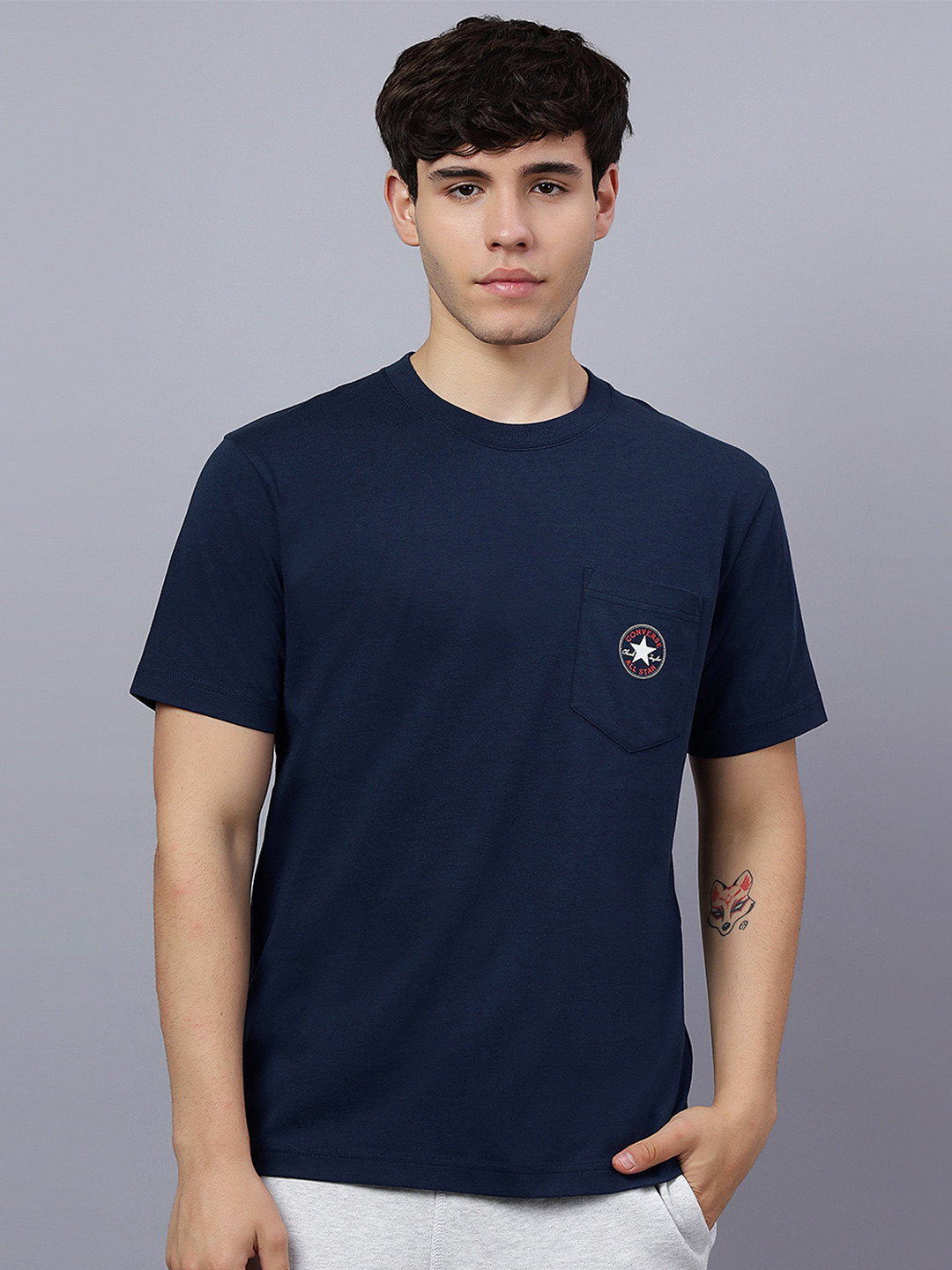 Converse Unisex L4L Graphic Printed Round Neck Pure Pocket Chuck Patch Cotton T-Shirt