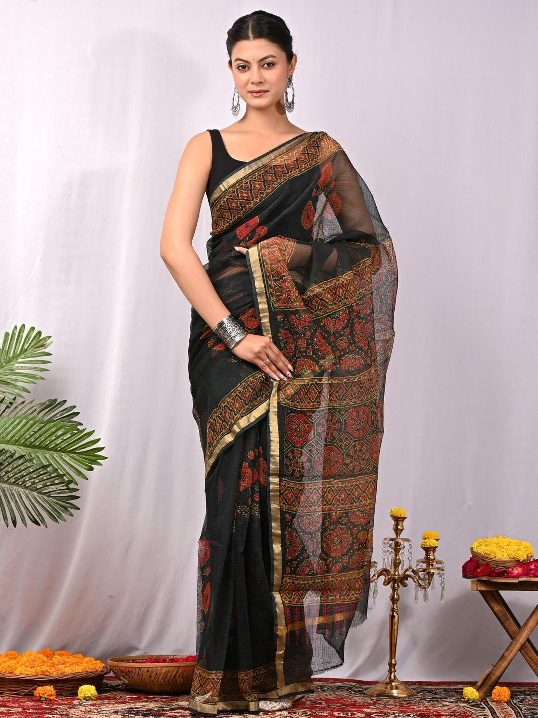 Taavi Women Hand Block Print Kota Saree