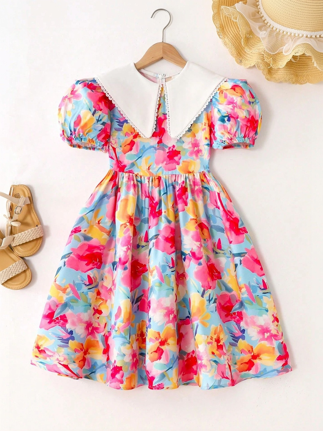 TIOR Floral Print Fit & Flare Dress