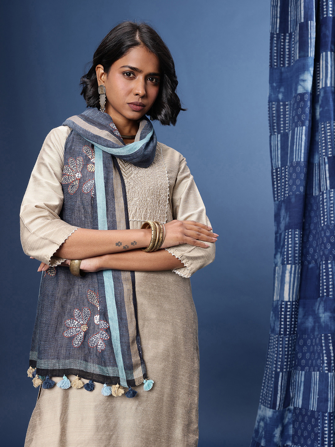 Taavi Kantha Embroidered Stole