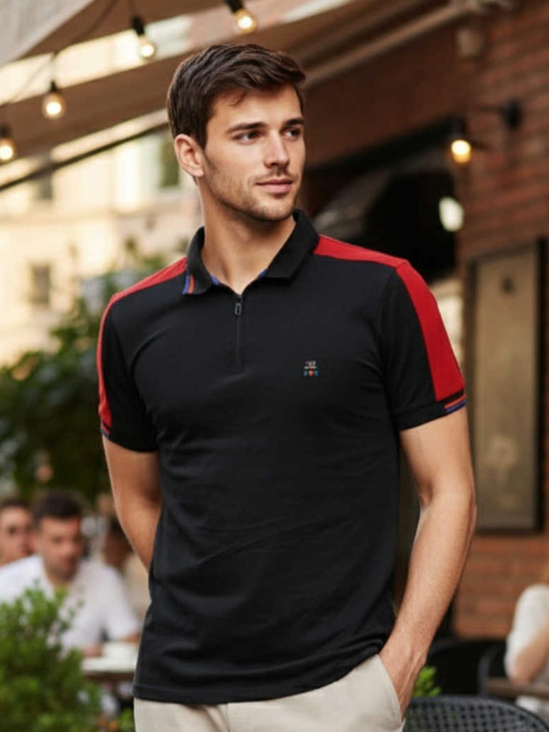 ROAR FOR GOOD  Front Zip Polo Collar Organic Cotton T-Shirt