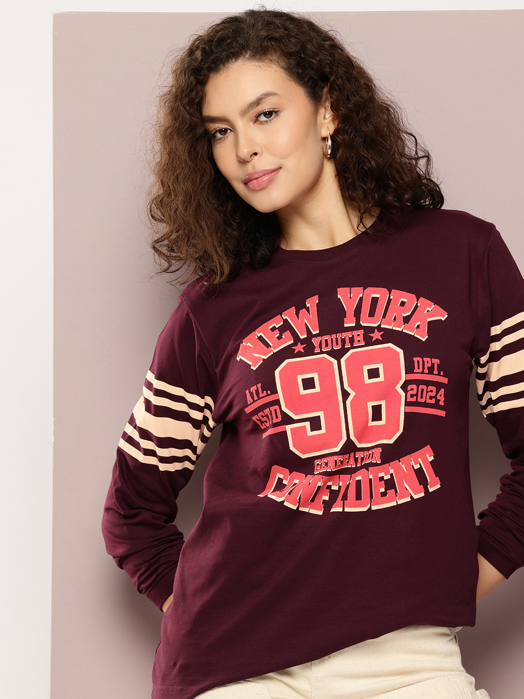 DILLINGER Womens Oversized Long Sleeve Printed Tshirt