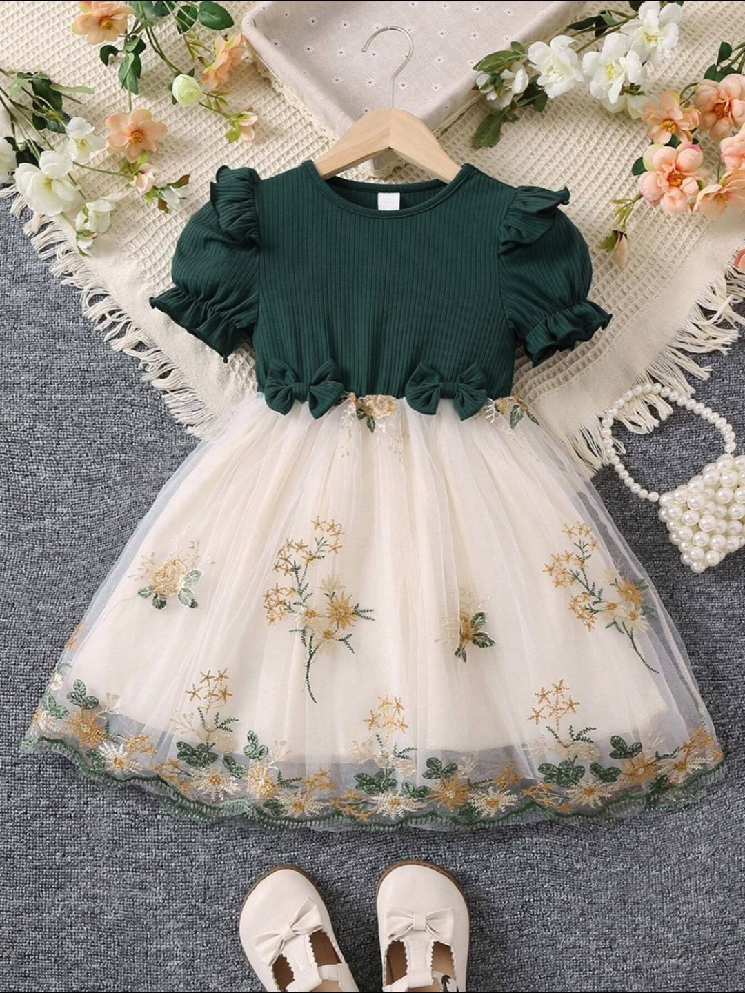 TIOR Floral Embroidered Fit & Flare Dress