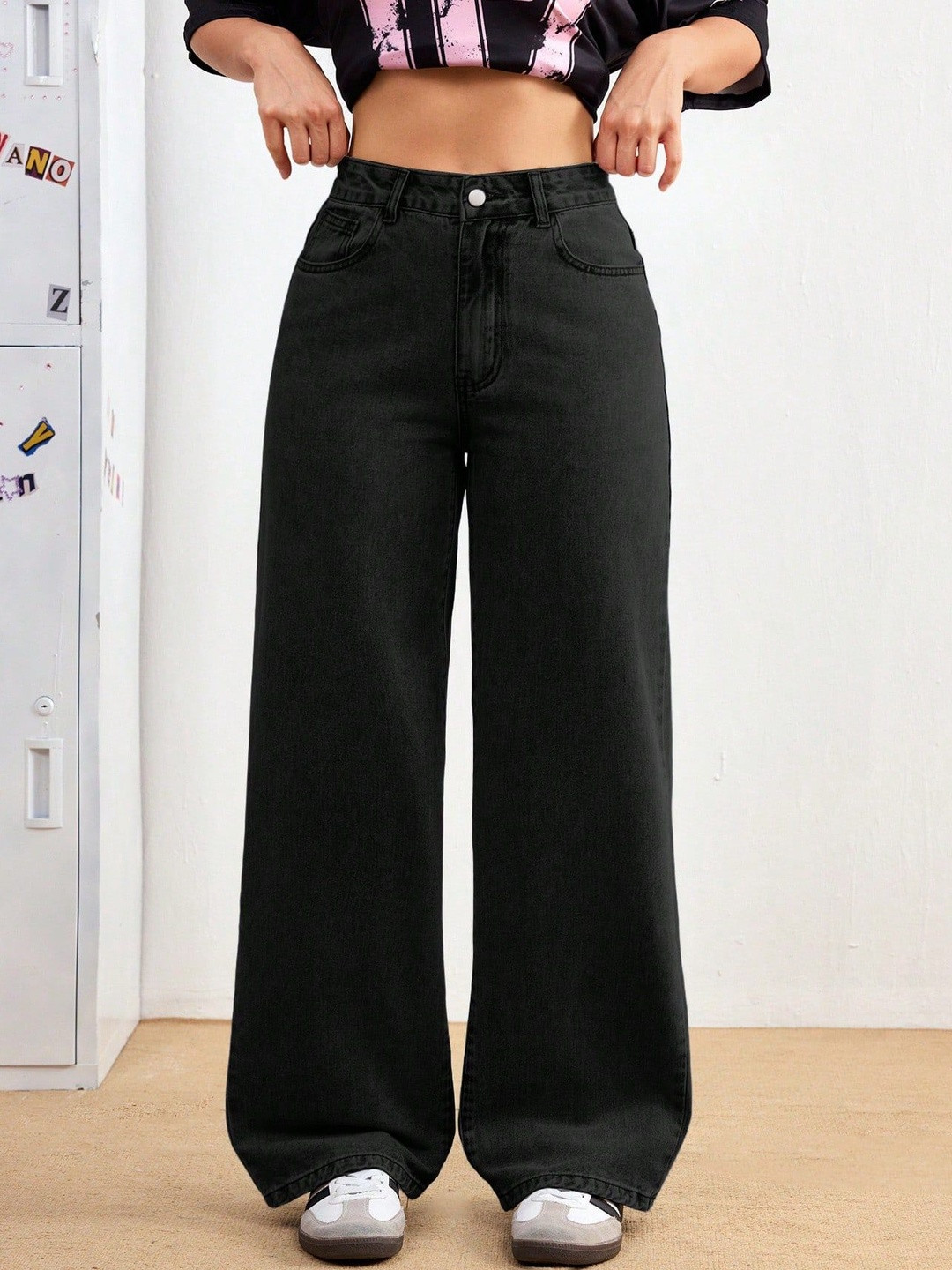 Glossia Women Comfort Straight Fit High-Rise Acid Wash Stretchable Jeans